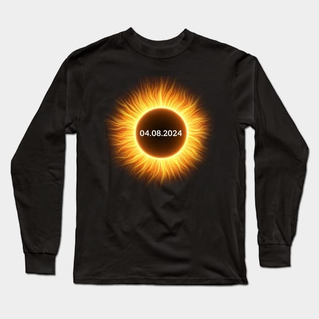 Total Solar Eclipse April 8, 2024 Long Sleeve T-Shirt by Emma Creation